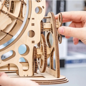 Macheta 3D din lemn Globul Pamantesc, cu sistem mecanic de rotire, 172 piese - Img 4