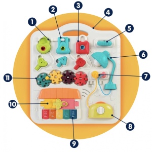 Masuta interactiva bebelusi 10 in 1, Busy Board cu lumini si sunete si panou detasabil - Img 12