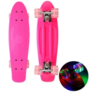 PennyBoard Cu Lumini In Roti, roz - Img 1