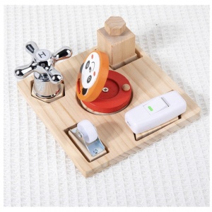 Placa Busy Board cu 5 activitati, tine-l ocupat pe bebe, din lemn - Img 8