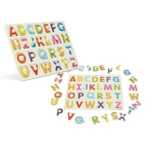 Puzzle Incastru Din Lemn Cu Litere Mari Cu Buton Si Imagini - Img 2