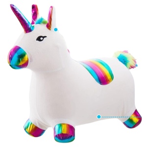 Unicorn gonflabil cu husa de plus, cu sunete si lumini, alb - Img 1