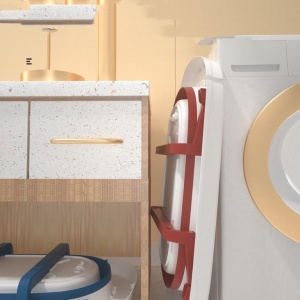 Cadita pliabila CD03 cu suport si termometru, pentru bebelusi, galben cu verde - Img 6