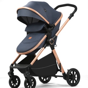 Carucior 2 in 1, F7 Albastru, reversibil, pliabil compact, suspensii duble - Img 5