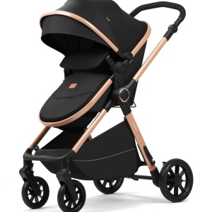 Carucior 2 in 1, F7 Negru, reversibil, pliabil compact, suspensii duble - Img 4