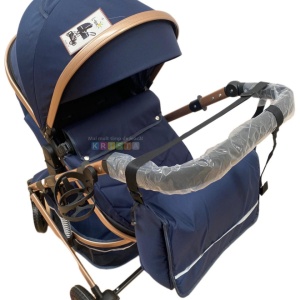 Carucior 2 in 1, reversibil, cu suspensii, T7 albastru - L-Sun - Img 5