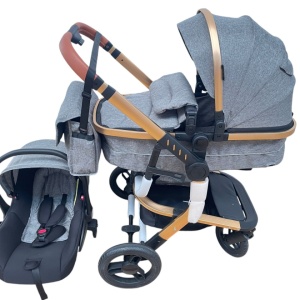 Carucior 3 in 1cu maner reversibil, transformabil landou-sport si scoica, 517 Gri - Img 3