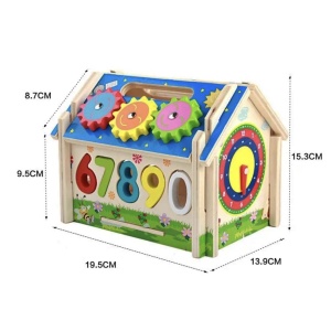 Casuta Multifunctionala 6 in 1 cu sortator de forme si bile, din lemn - Img 3
