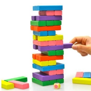 Joc Blocuri Tip Jenga Mare Color - Img 2