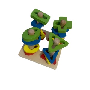 Joc Montessori de indemanare cu 4 Coloane Sortatoare De Forme, Din Lemn - Img 6