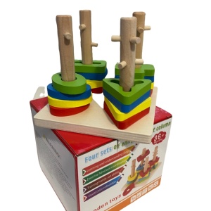 Joc Montessori de indemanare cu 4 Coloane Sortatoare De Forme, Din Lemn - Img 8