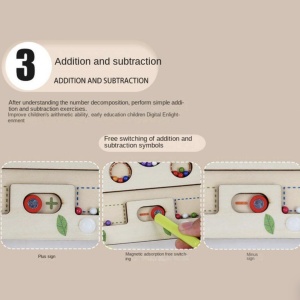 Joc Montessori Labirintul magnetic cu bile colorate si operatiuni matematice, din lemn - Img 13
