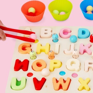 Joc tip Montessori 3 in 1, Fishing Beads, invata Literele - Img 5