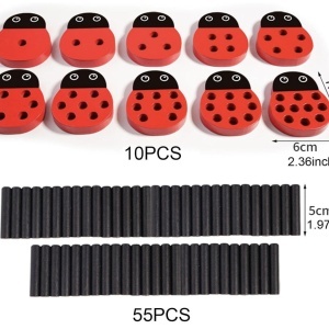 Jucarie de Numarare si sortare Montessori Ladybug, din lemn - Img 6