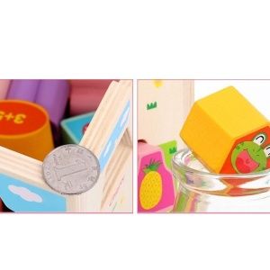 Jucarie Montessori Cub 5 in 1, cu fatete sortatoare de forme si circuit cu bile - Img 7
