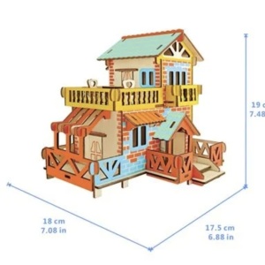 Macheta 3D din lemn Cabana multicolora, 73 piese - Img 3