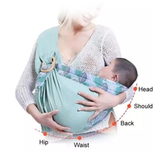 Marsupiu wrap, sling cu inele, pentru bebelusi, roz - Img 10