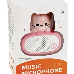 Microfon karaoke cu telecomanda, Bluetooth si incarcator cablu USB - Pisicuta roz - Img 6