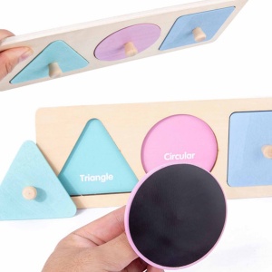 Puzzle incastru magnetic de mari dimensiuni, cu 3 Forme geometrice pastel - Img 2