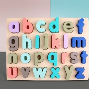 Puzzle Incastru Montessori Cu Litere Mici 3D Pastel - Img 3