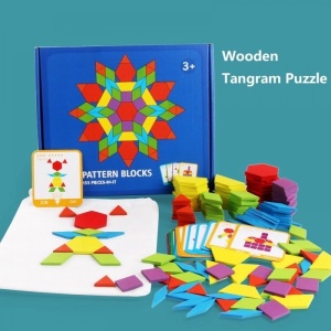 Puzzle Tangram 130 Piese din lemn - Img 10