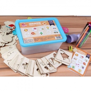Set 56 sabloane din lemn cu accesorii pentru desen - Img 7