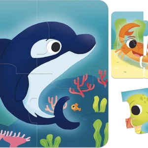 Set 8 Puzzle Copii Piese Mari Carton – Animale Marine - Img 2