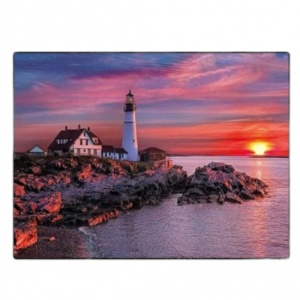 Tablou B13-31446 Goblen Diamante rotunde, 50 x 40 cm, Farul la apus de soare - Img 1