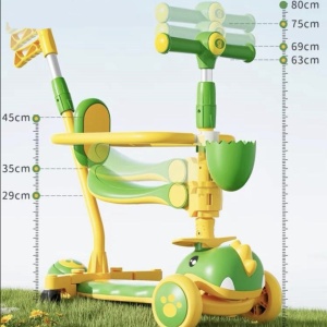 Trotineta 6 in 1, TR36 Dinozaurul Verde, cu maner de impins si bare de protectie 2-12 ani - Img 6
