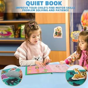 Carte cu activitati educative, Quiet Book Animalele salbatice - Img 4