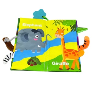 Carte textila senzoriala bebe, Animalele din Jungla - Img 3