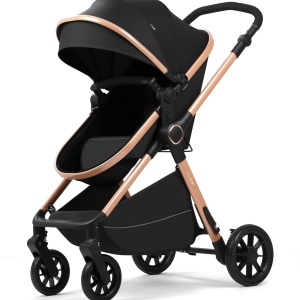 Carucior 2 in 1, F7 Negru, reversibil, pliabil compact, suspensii duble - Img 5