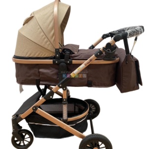 Carucior 2 in 1, reversibil, cu suspensii, T7 crem - L-Sun - Img 1