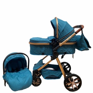 Carucior 3 in 1, cu suspensii, reversibil, T9 - albastru - Img 1