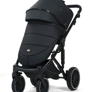 Carucior 3 in 1, G8 Luxury Negru, reversibil, cu suspensii, din piele ECO - Img 3