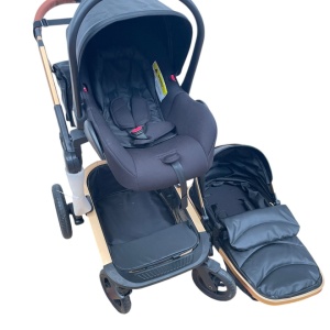 Carucior 3 in 1cu maner reversibil, transformabil landou-sport si scoica, 517 Negru - Img 11
