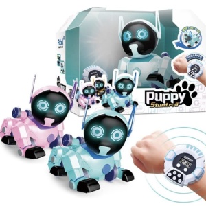 Catel robot cu telecomanda bratara si ceas, rotire 360 grade, Puppy Stunt Roll - Img 4