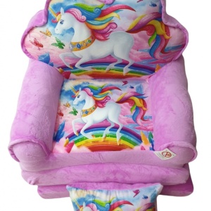 Fotoliu si perna Unicornul Curcubeu, cu 3 placi, Extensibil la 115 cm - Img 5