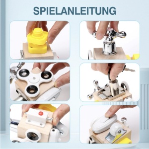 Joc Cub Busy Board cu chei si spinner, multifunctional, 7 in 1 tine-l ocupat - Img 8