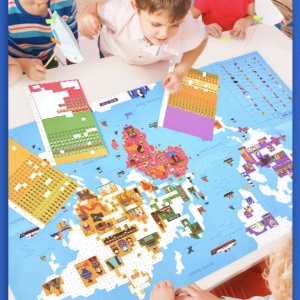Joc educativ Poster Harta Lumii cu stickere pe numere - Img 4