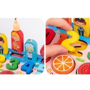 Joc Logarithmic Montessori 7 in 1, cu cifre, fructe, animale si familie, din lemn - Img 22