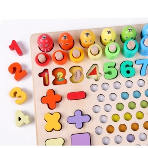 Joc Montessori 5 in 1 Logarithmic Plate Beads, din lemn - Img 3