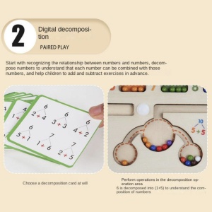 Joc Montessori Labirintul magnetic cu bile colorate si operatiuni matematice, din lemn - Img 11