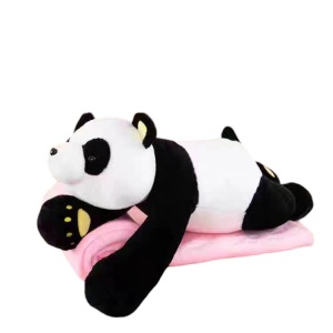 Jucarie de plus si perna cu patura roz inclusa, Panda - Img 1