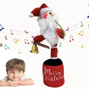 Jucarie interactiva de Craciun cu 50 melodii, acumulator și cablu USB, Mos Craciun dansator - Img 4