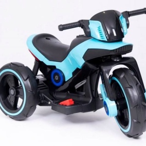 Motocicleta eléctrica pentru copii, doua motoare, acumulator 12V, cu muzica si lumini, bleu - Img 8
