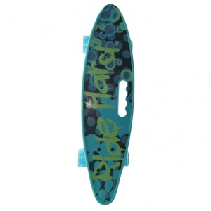 PennyBoard cu maner si lumini in roti, Ride Hard Verde - Img 1
