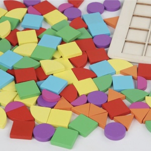 Puzzle mozaic cu piese 3D, cu 4 nivele dificultate, 120 piese, Locomotiva, din lemn - Img 6