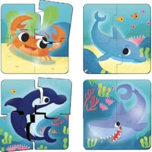 Set 8 Puzzle Copii Piese Mari Carton – Animale Marine - Img 3