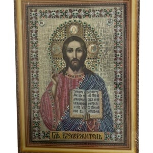 Tablou cu Diamante R8007 Iisus Hristos Pantocrator, cu Umplere partiala, cu rama, 30x40 cm - Img 3
